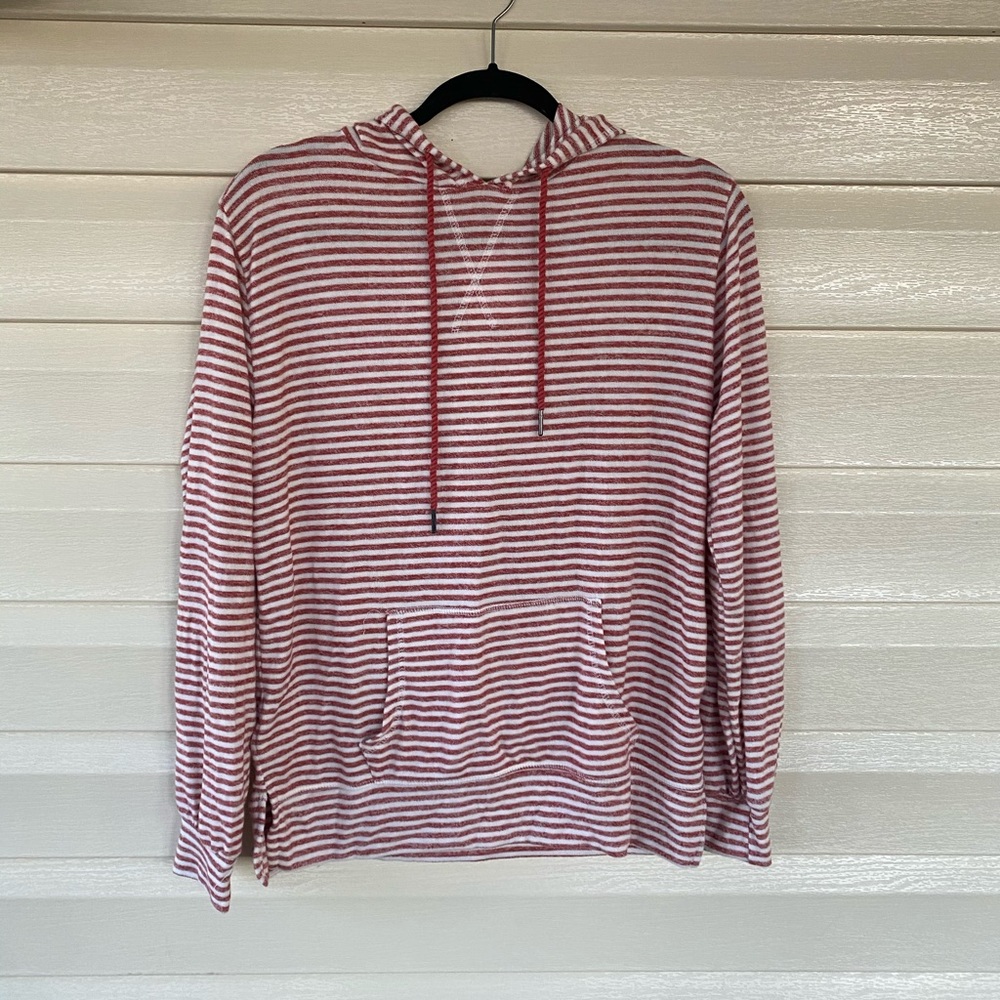 Striped Hooded Sweatshirt Loose Fit Size L Eggwhite/Orange Spice color